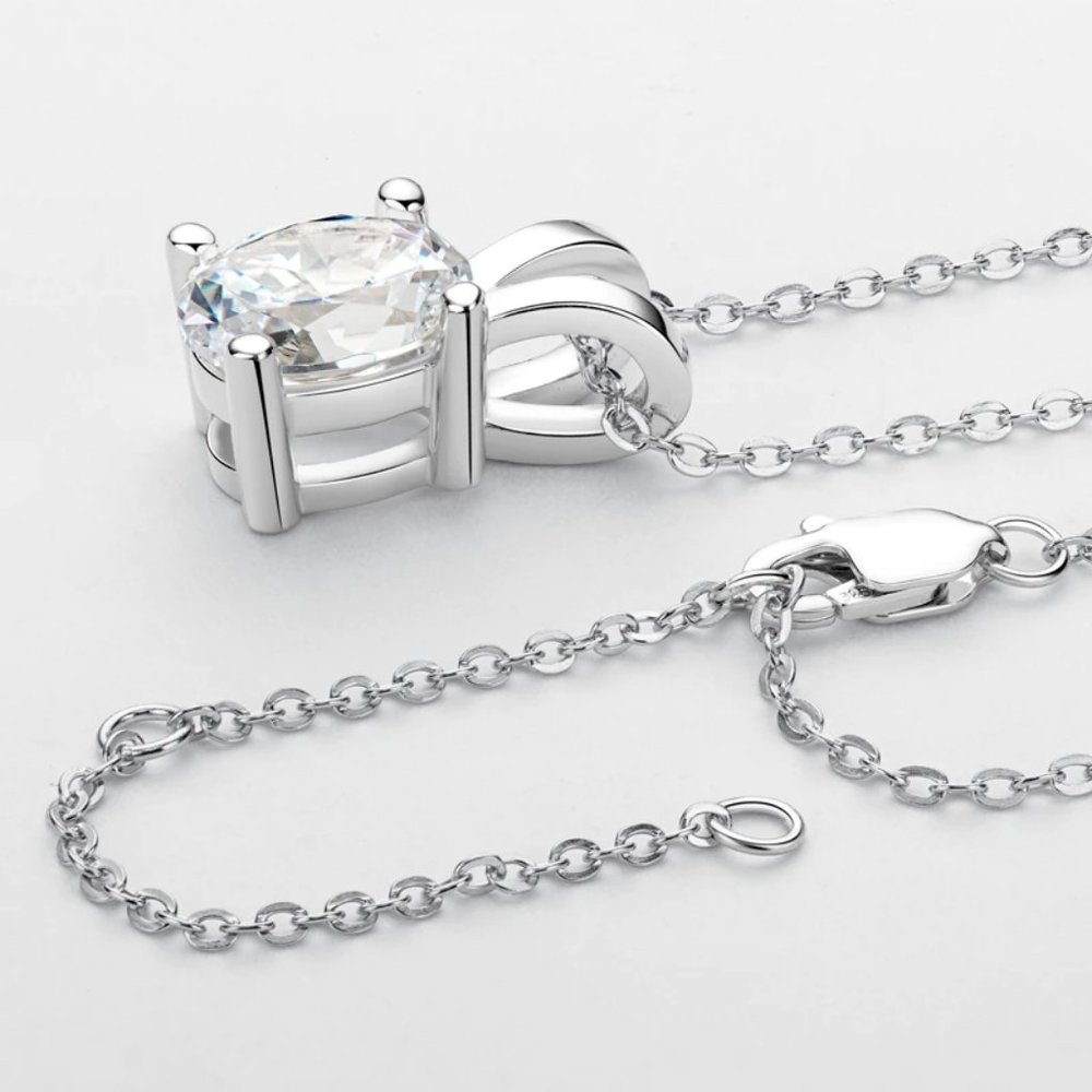 Certified 1ct. t.w. Moissanite Diamond Oval Pendant Necklace NEW - Picture 4 of 10